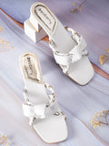 DressBerry Women Braided Block Heels with Knot Detail
