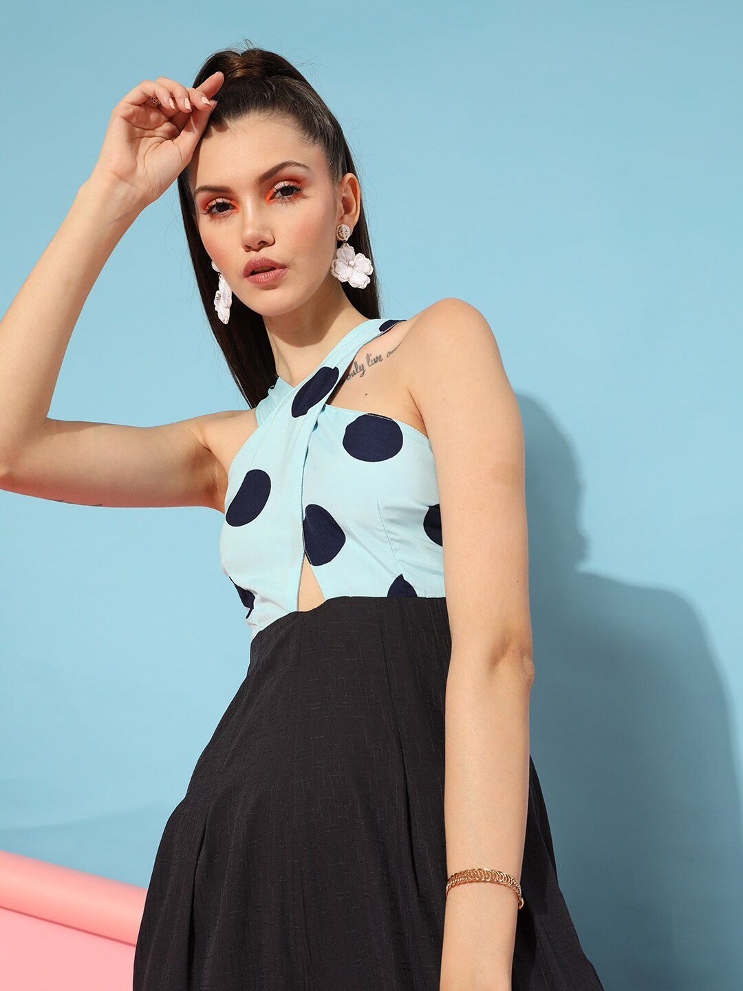 STREET 9 Women Turquoise Blue & Navy Printed Jumpsuit
