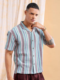 The Indian Garage Co Men Relaxed Fit Striped Resortwear Shirt