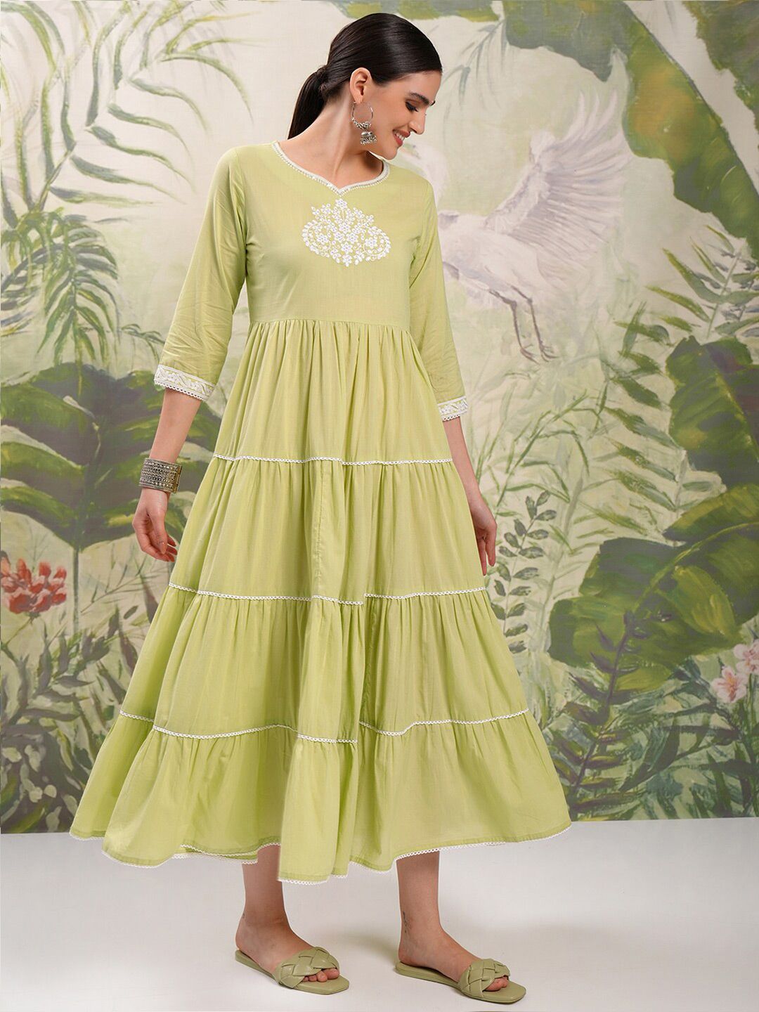 Vishudh Floral Embroidered Fit & Flare Maxi Dress