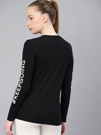 HRX by Hrithik Roshan Women Black Solid Round Neck T-shirt