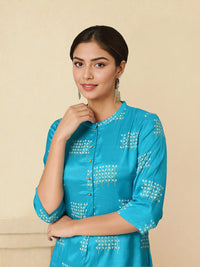W Women Mandarin Collar Floral Printed Kurta