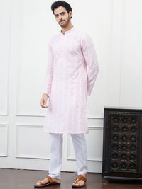 See Designs Floral Embroidered Chikankari Pure Cotton Straight Kurta with Trouser