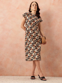 all about you Printed Shift Midi Dress with Slit