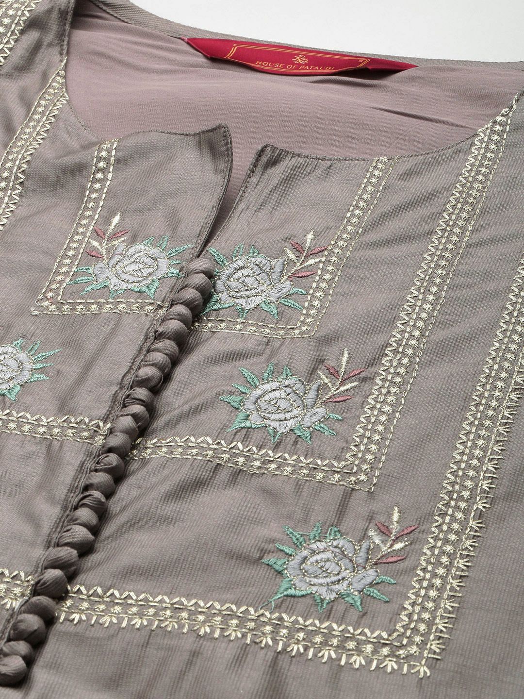 House of Pataudi Yoke Design Thread Work Jashn Kurta and Palazzos with Dupatta