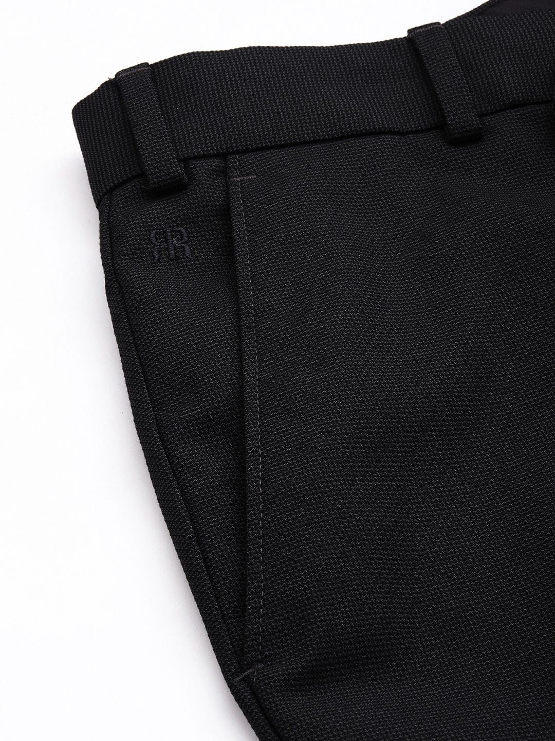 Raymond Men Self Design Mid-Rise Textured Slim Fit Formal Trousers