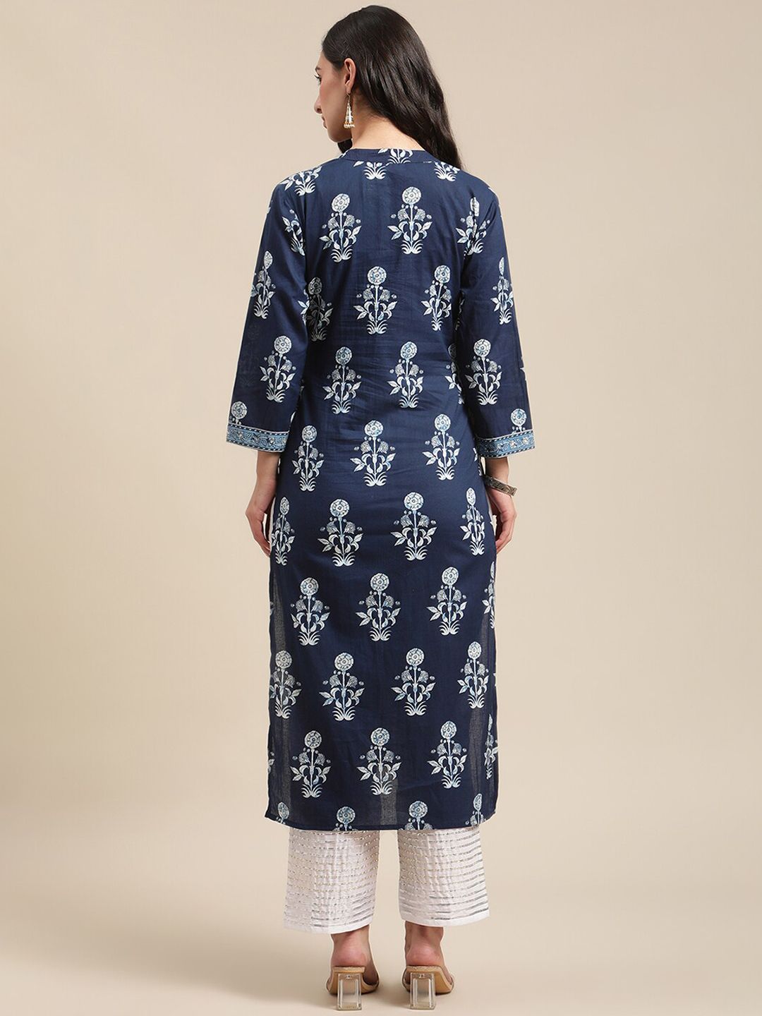 Varanga Women Blue Ethnic Motifs Printed Kurta