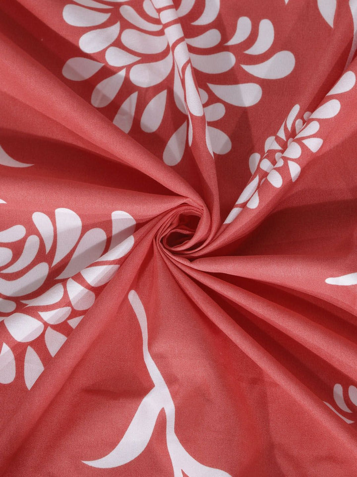 KLOTTHE Floral Printed 300 TC Fitted King Bedsheet with 2 Pillow Covers