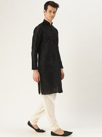 SOJANYA Men Black Solid Straight Kurta