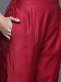 Indo Era Women Striped High Slit Thread Work Liva Kurta With Trousers & Dupatta