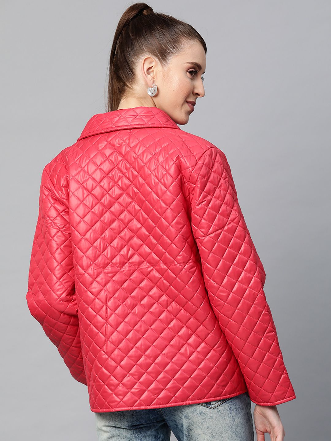SASSAFRAS Women Red Solid Quilted Jacket