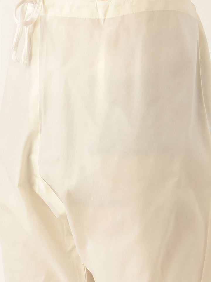 SOJANYA Men Mustard Yellow & White Woven Design Kurta with Pyjamas & Nehru Jacket