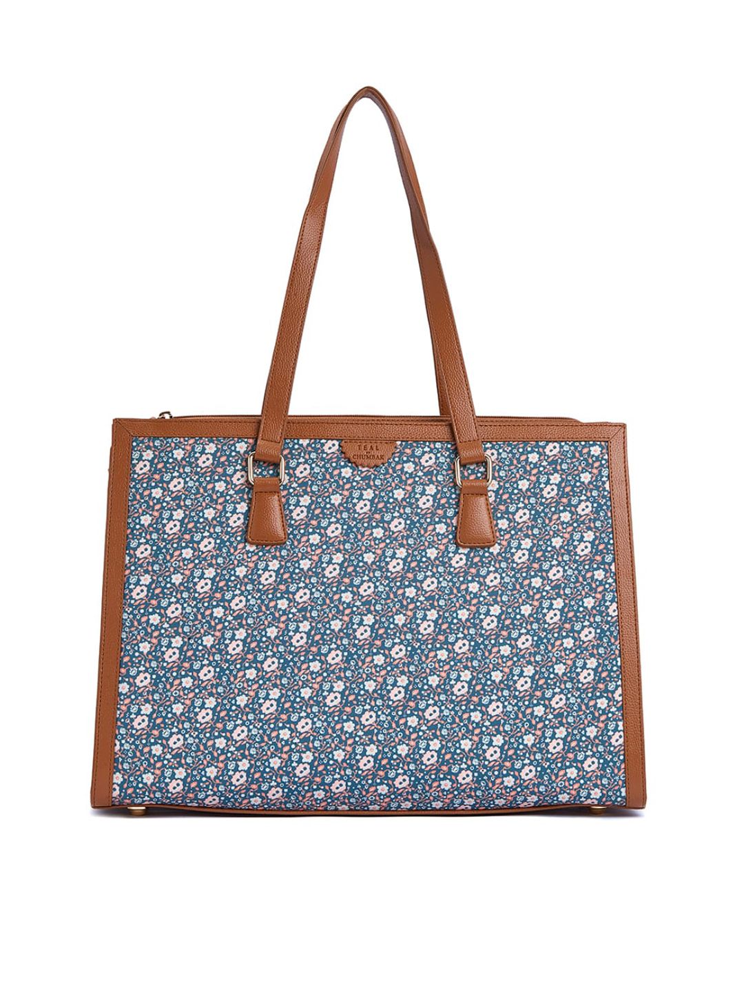TEAL BY CHUMBAK Floral Printed Structured Tote Bag