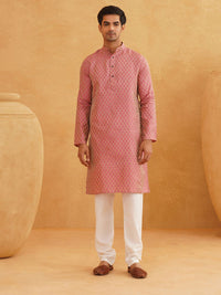 SOJANYA Woven Design Mandarin Collar Kurta with Churidar & Nehru Jacket
