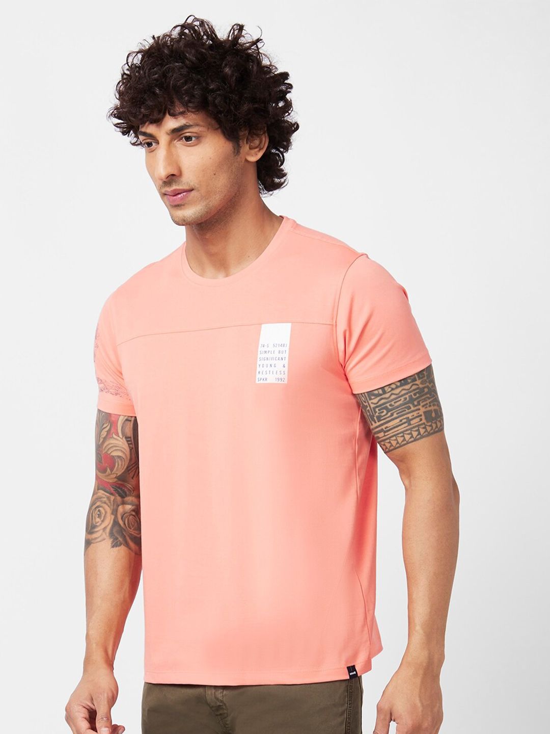 SPYKAR Typography Printed Slim Fit Casual T-Shirt