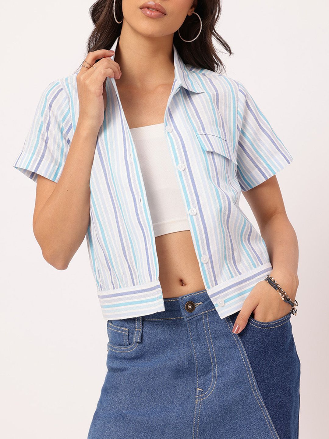 DressBerry Stripe Play Short Sleeve Shirt