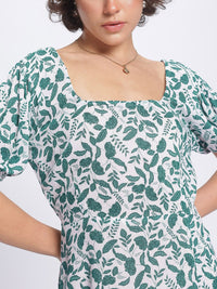 DressBerry Floral Fantasy Cut Out Detail Ruched Front Slit Midi Dress