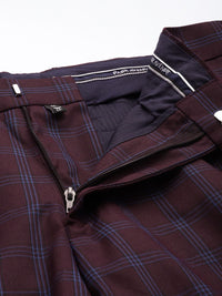 Park Avenue Checked Super Slim Fit Notched Lapel Collar 2 Piece Formal Suit