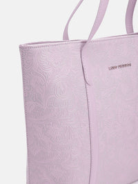 Lino Perros Floral Textured Structured Shoulder Bag with Laptop Compartment