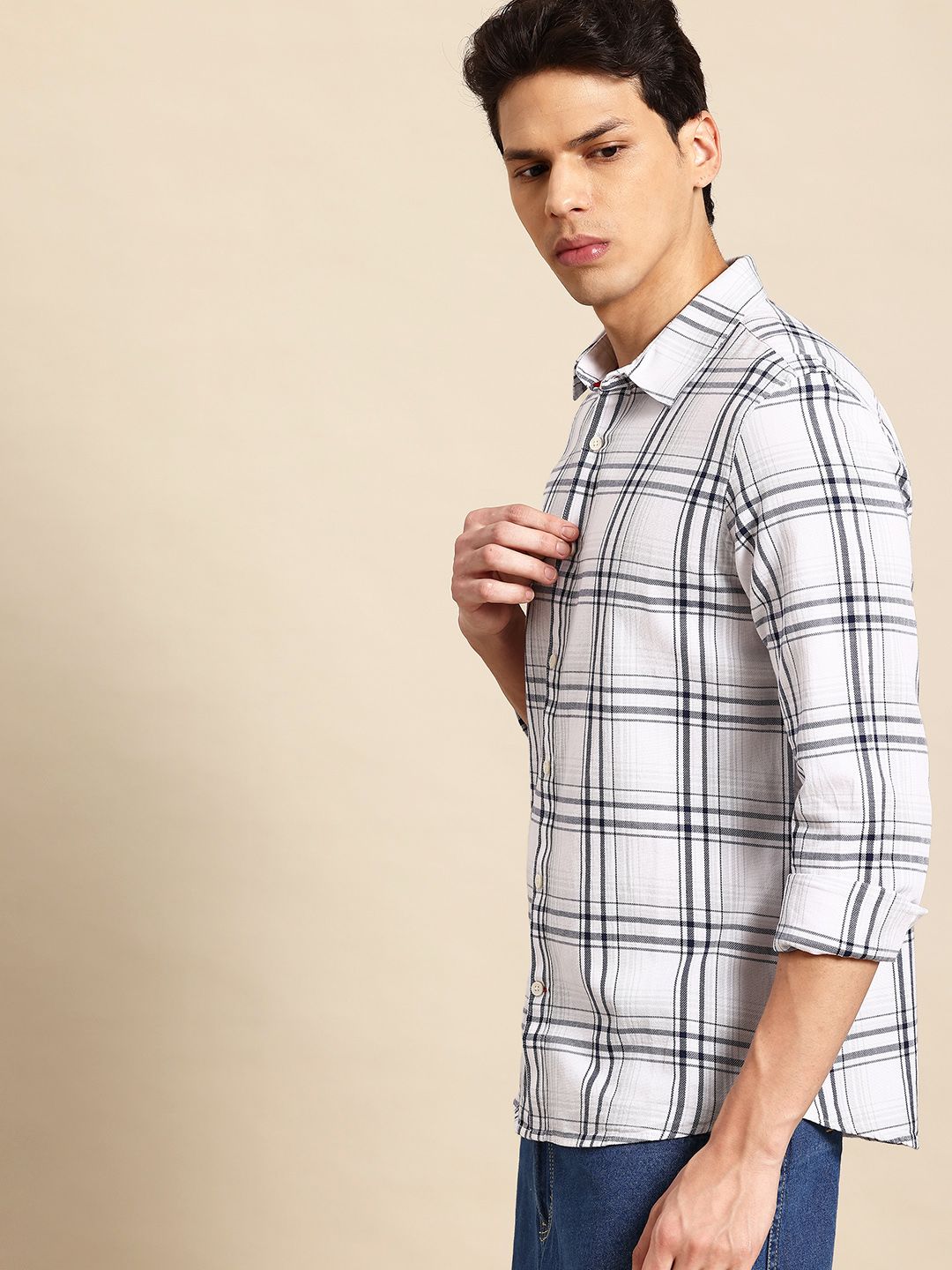 Being Human Men Slim Fit Pure Cotton Checked Casual Shirt
