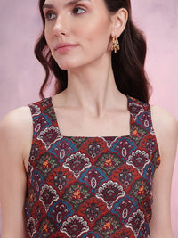 DressBerry Ethnic Motifs Print A-Line Mini Dress