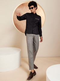 DENNISON Smart Abstract Printed Spread Collar Long Sleeve Cotton Shirt