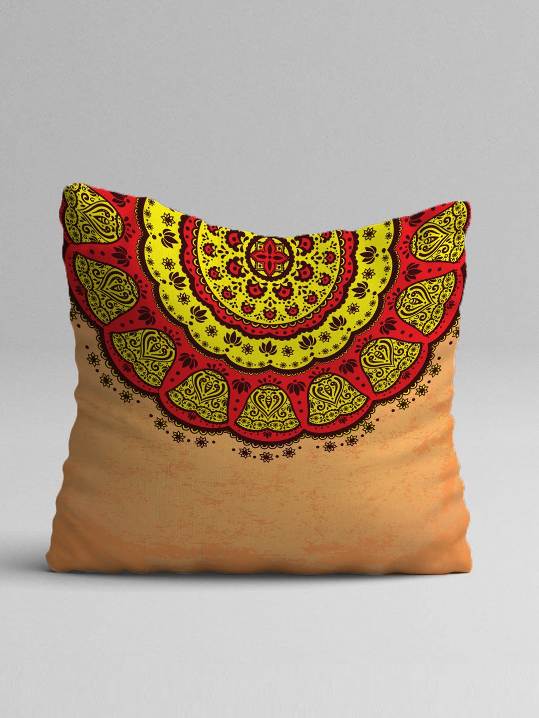 STITCHNEST Yellow & Blue Set of 5 Ethnic Motifs Square Cushion Covers
