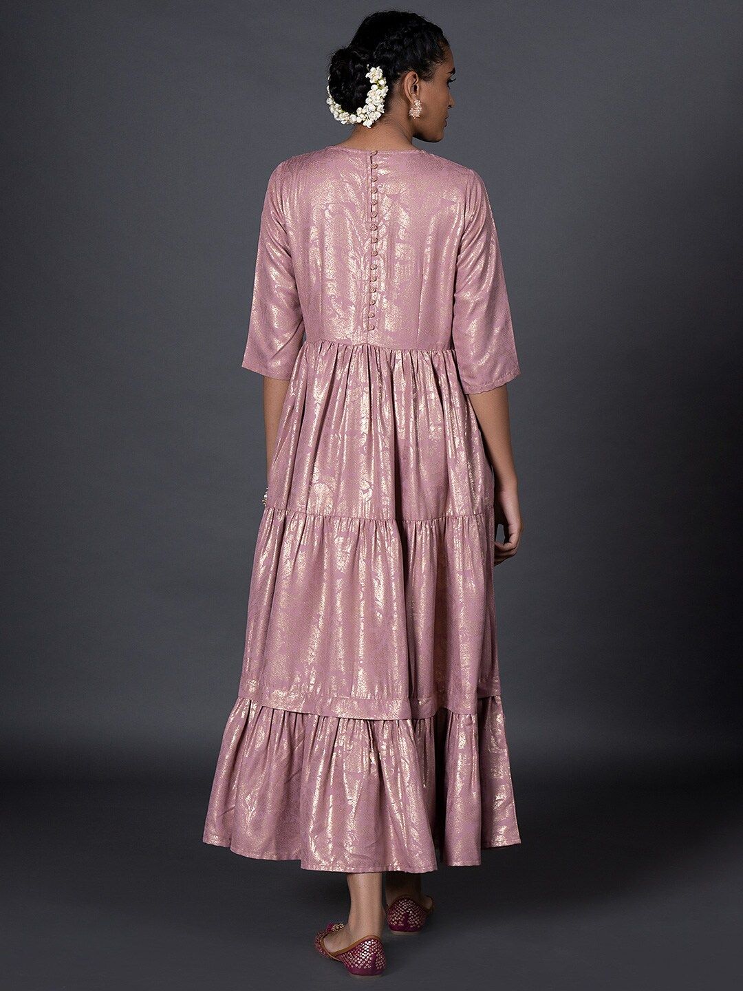 W Purple Ethnic Maxi Midi Dress