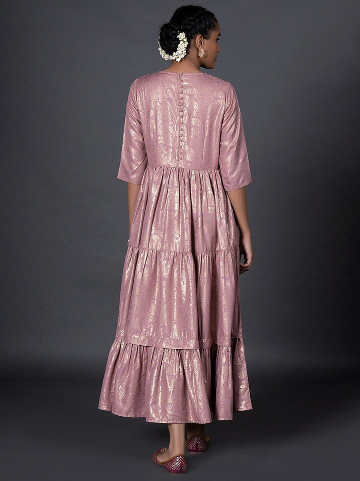 W Purple Ethnic Maxi Midi Dress