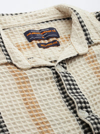 The Indian Garage Co Textured & Striped Pure Cotton Relaxed Fit Casual Shirt