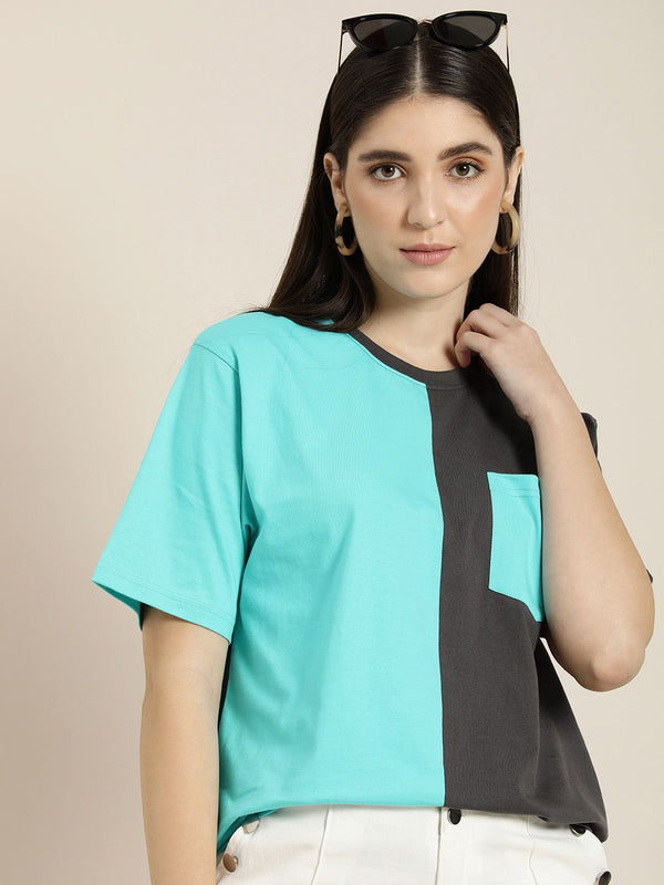 DILLINGER Women Colourblocked Oversized T-shirt