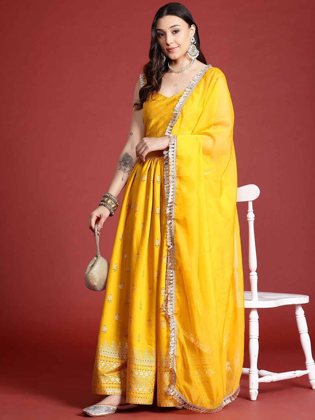 Anouk Foil Print Ready to Wear Lehenga Choli with Dupatta