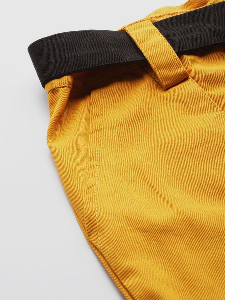 STREET 9 Women Mustard Yellow Regular Fit Solid Cargos