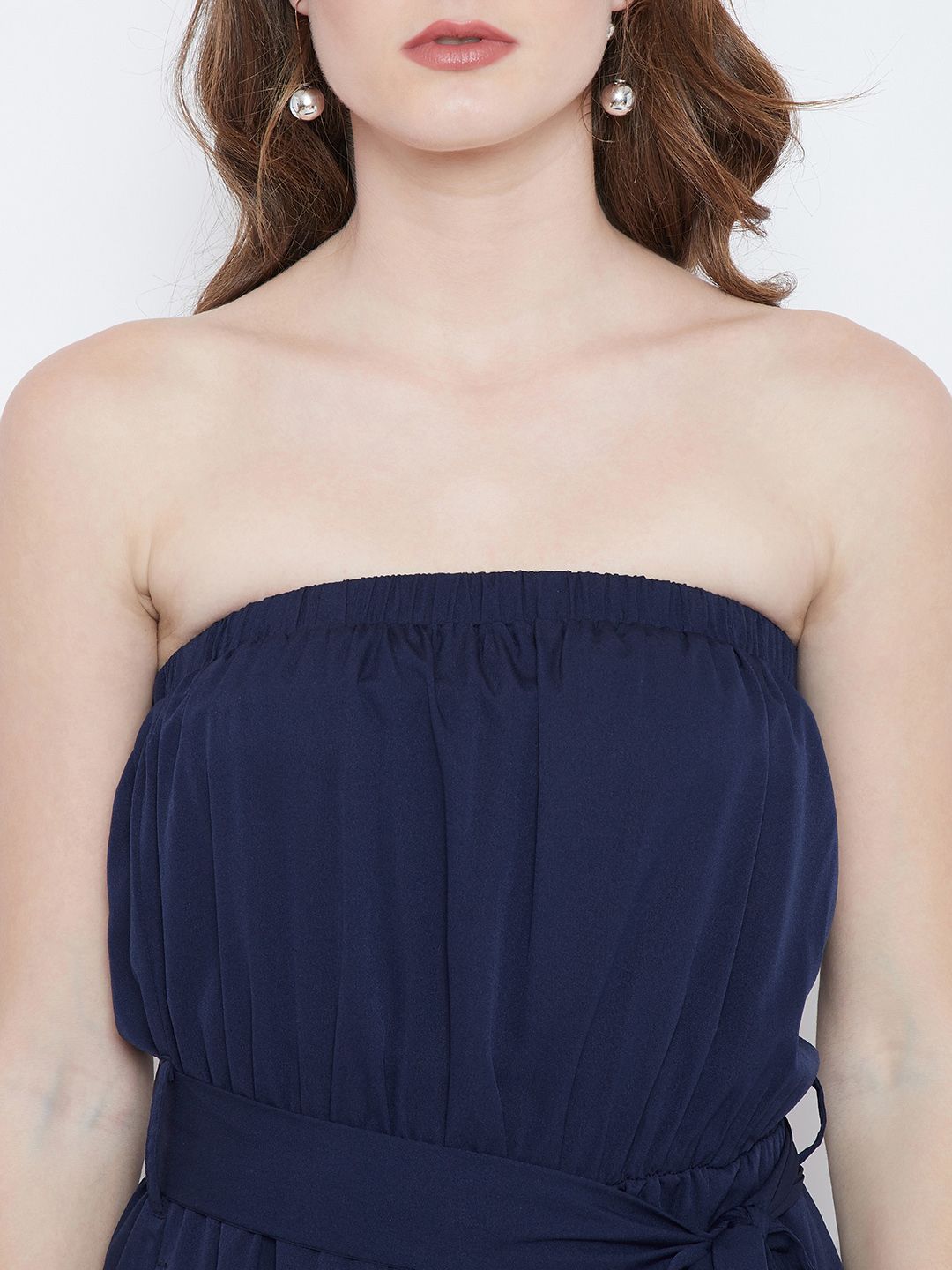 Berrylush Navy Blue Solid Basic Jumpsuit