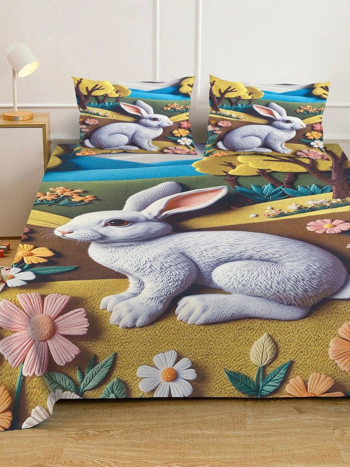 Moda Rapido X KLOTTHE Blue & Brown 400 TC King Bedsheet with 2 Pillow Covers