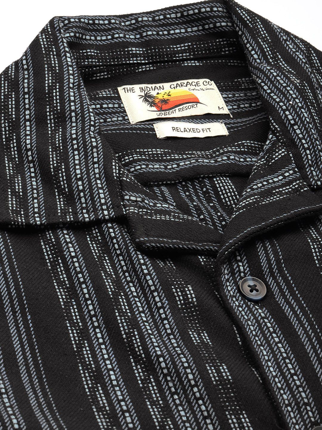 The Indian Garage Co Men Relaxed Fit Striped Resort Wear Shirt
