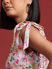 all about you Tie-Up Straps Floral Print Top