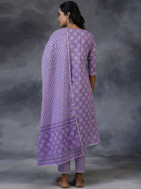 Libas Ethnic Motifs Printed A-Line Pure Cotton Kurta with Trousers & Dupatta