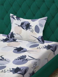 Moda Rapido X KLOTTHE White & Navy Blue Floral 300 TC Cadar Bujang dengan 1 Sarung Bantal