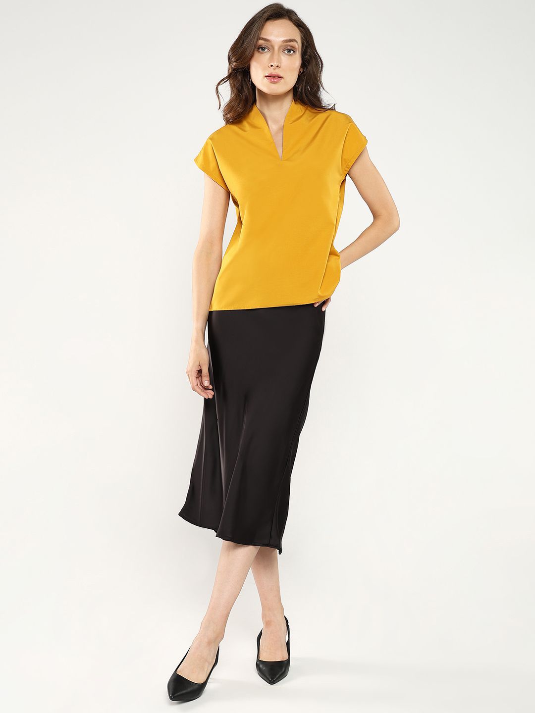 RAREISM Mandarin Collar Extended Sleeves Top