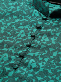 SOJANYA Men Teal Green & Black Woven Design Kurta Lurus