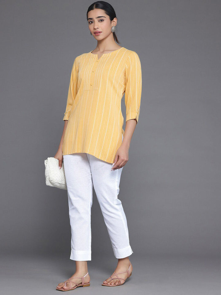 Libas Woven Design Roll-Up Sleeves Kurti