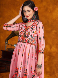 KALINI Ethnic Motifs Embroidered Anarkali Kurta With Dupatta Set