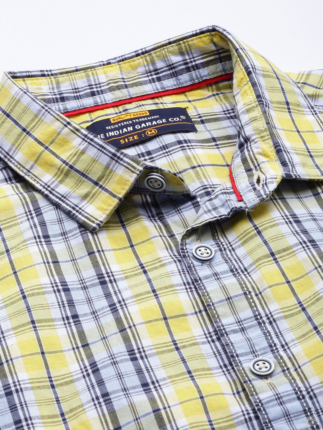 The Indian Garage Co Men Yellow Regular Fit Tartan Checks Opaque Checked Casual Shirt