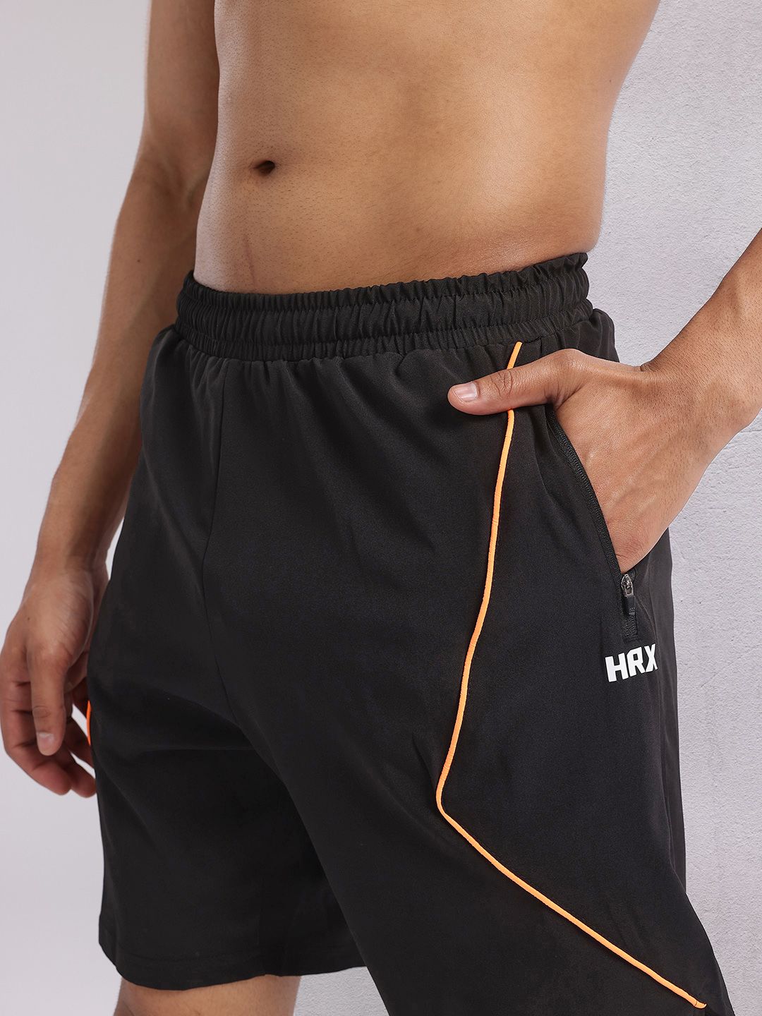 HRX by Hrithik Roshan Men Brand Logo Print Detail Training Shorts with Contrast Piping