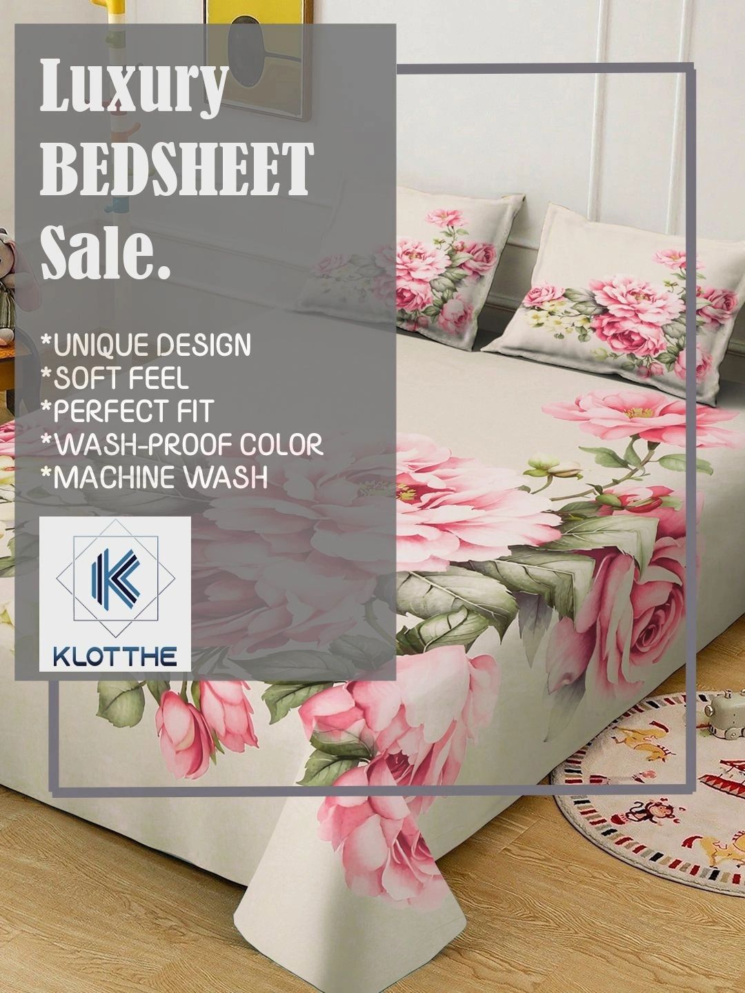 Moda Rapido X KLOTTHE Beige & Pink Floral 400 TC Cadar Katil King dengan 2 Sarung Bantal