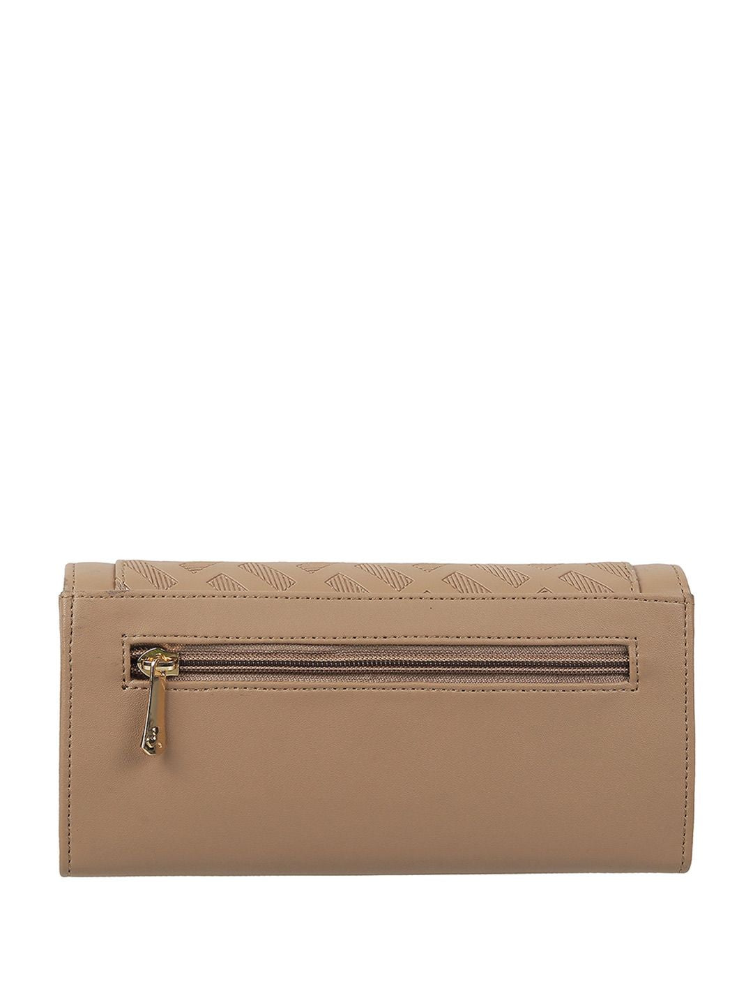 Mochi Women Beige Geometric Textured Two Fold Wallet