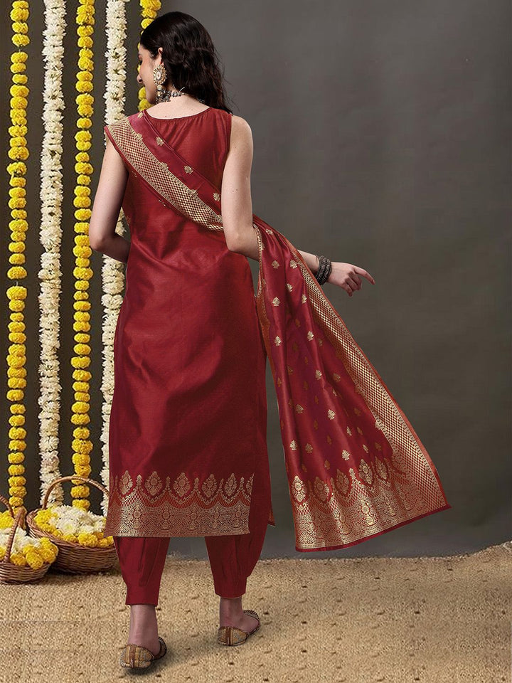 KALINI Ethnic Motifs Woven Design Kurta & Salwar With Dupatta