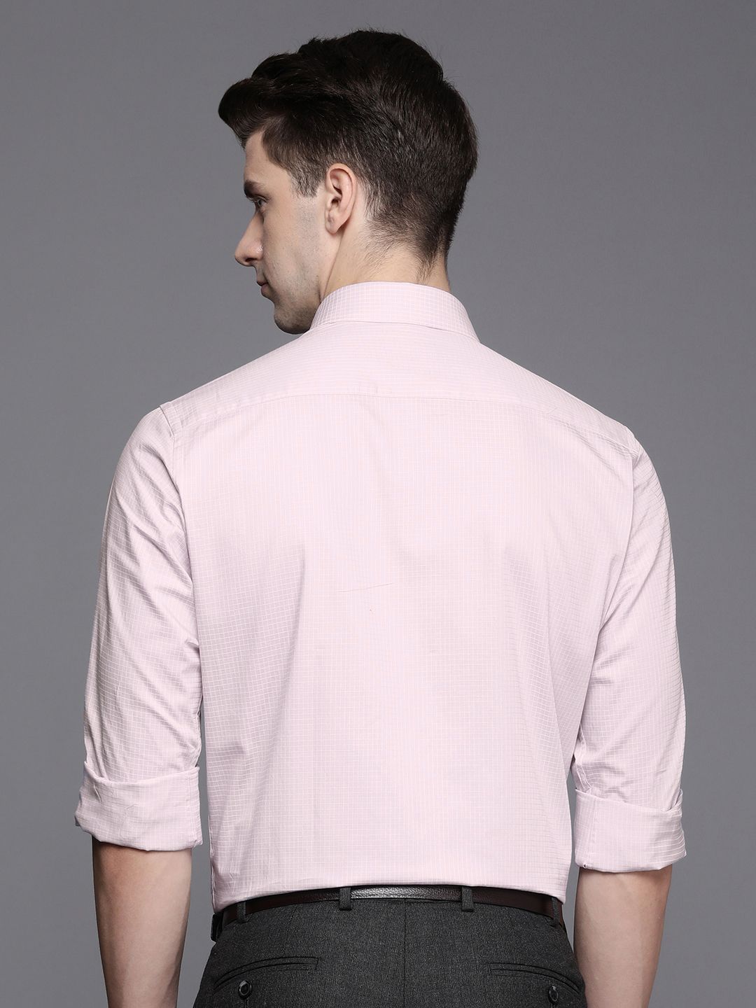Raymond Self Design Checked Slim Fit Pure Cotton Formal Shirt