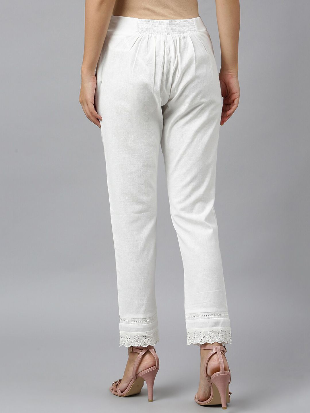W Women White Slim Fit Trousers